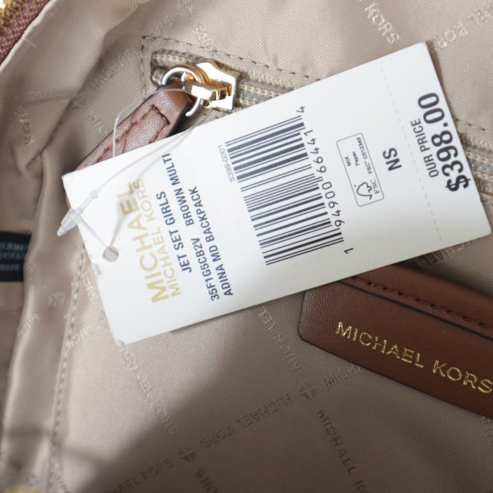 Michael Kors Adina Jet Set Girls Medium backpack MK Logo Brown Multi NWT$398.00 - Picture 13 of 14